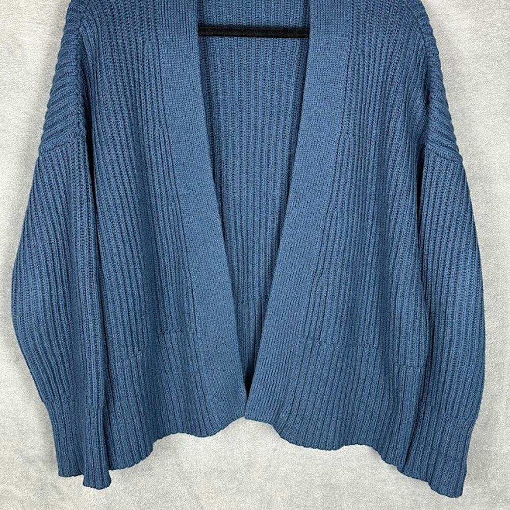 Eileen Fisher Sweater Womens Small Teal Open Cardigan Ribbed Cashmere Organic - Picture 3 of 13